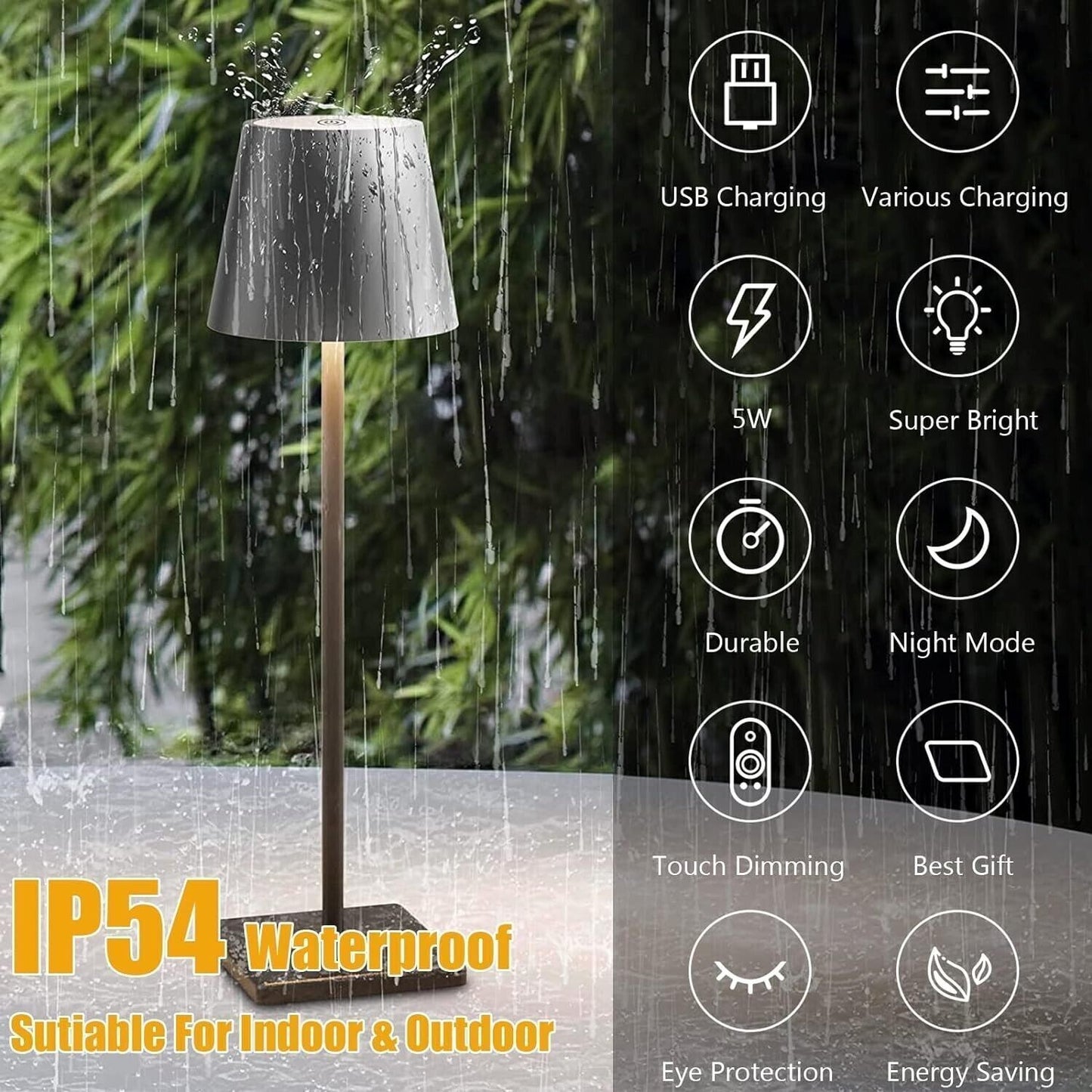 Lampada da Tavolo Senza Fili Ricaricabile, Portatile Lampada Comodino Camera