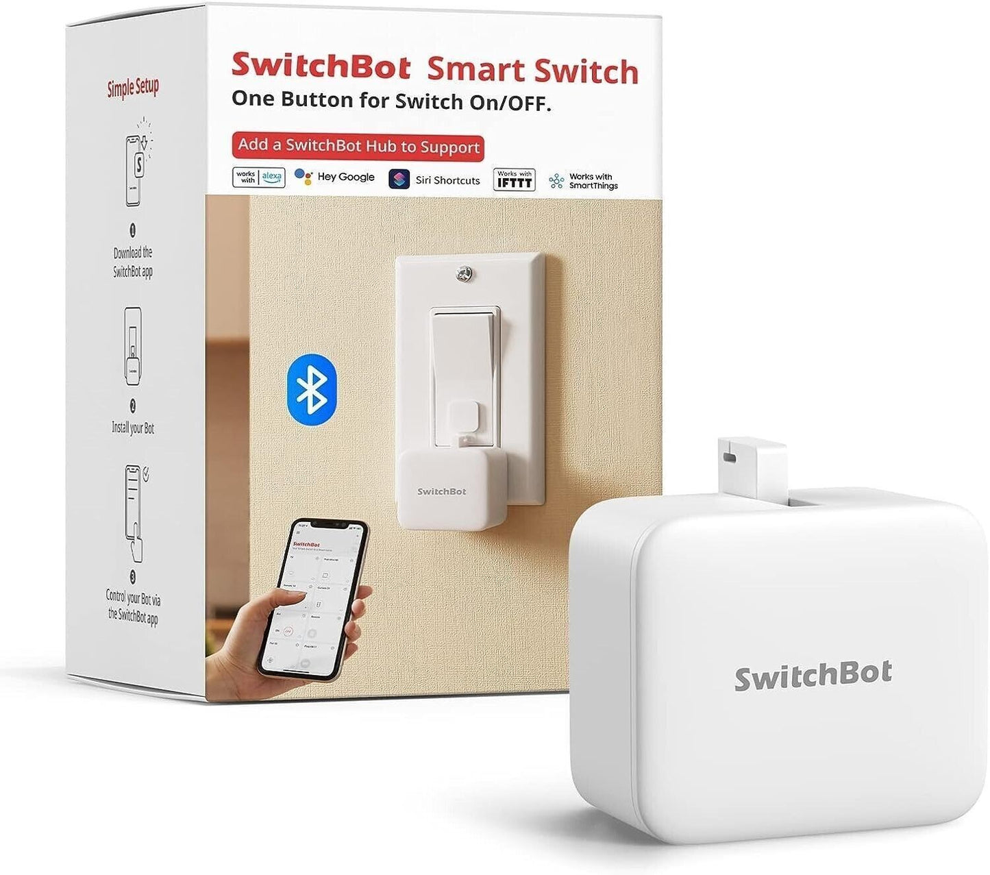 SwitchBot Interrutore Robot Intelligente, Controllo APP Bluetooth o Timer