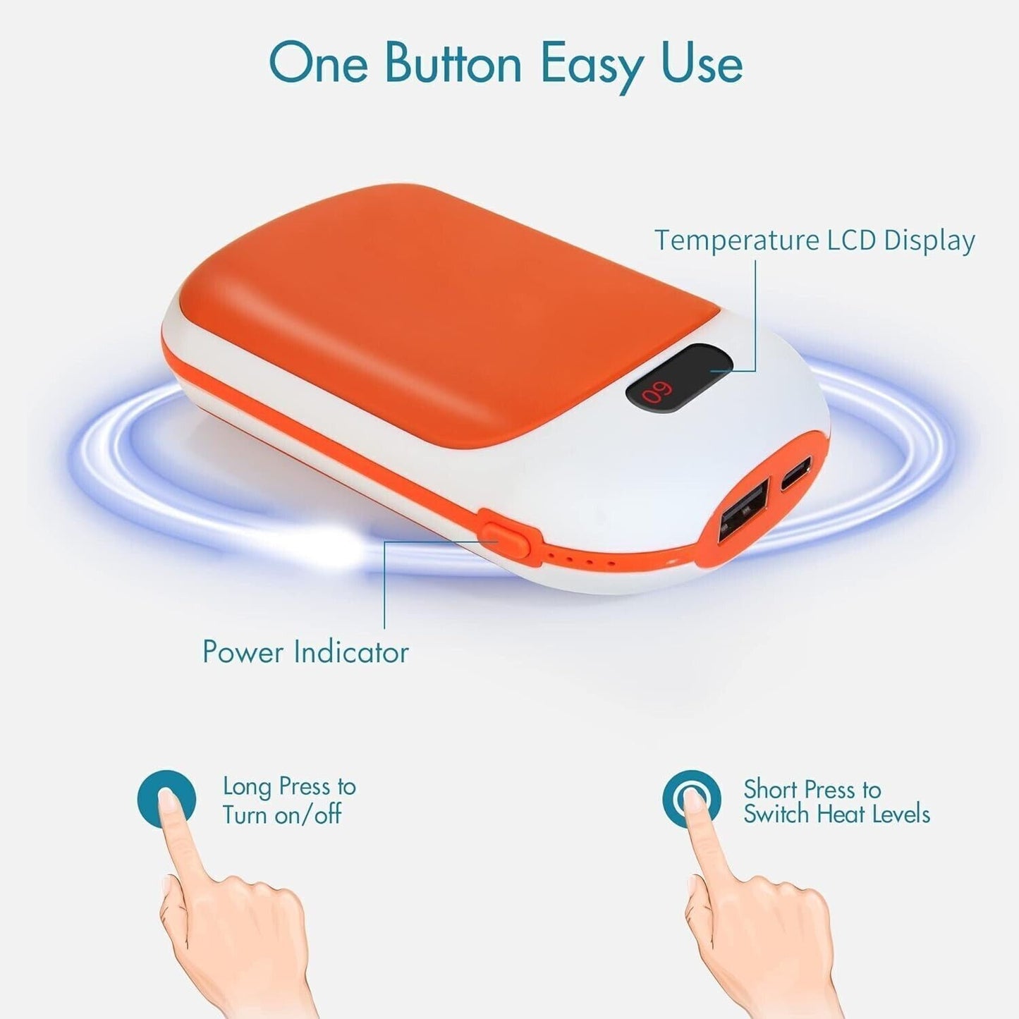 Scaldamani ricaricabile, riscaldatore tascabile elettrico portatile