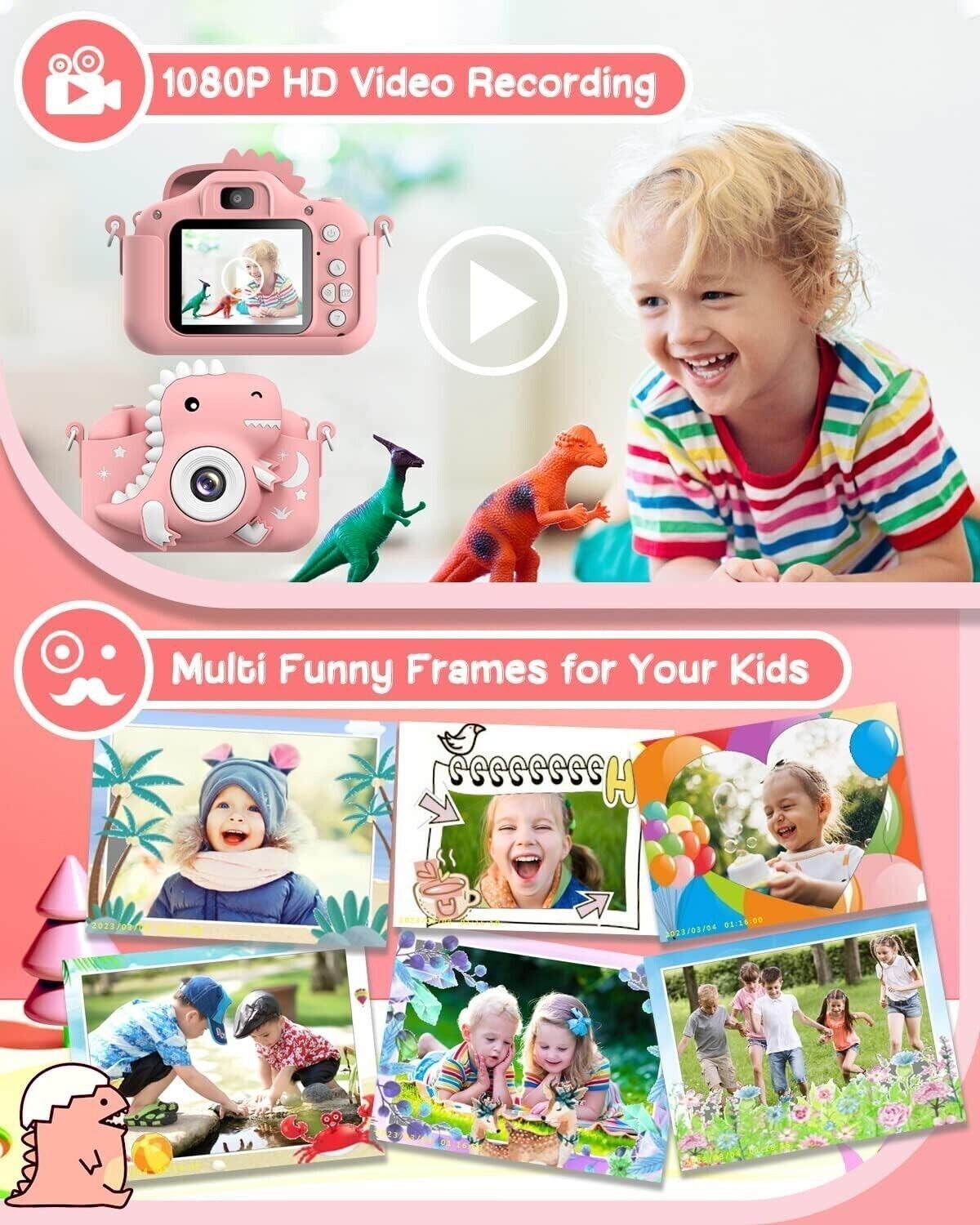 Macchina Fotografica Bambini, 2.0 Pollici Schermo 1080P Mini Ricaricabile