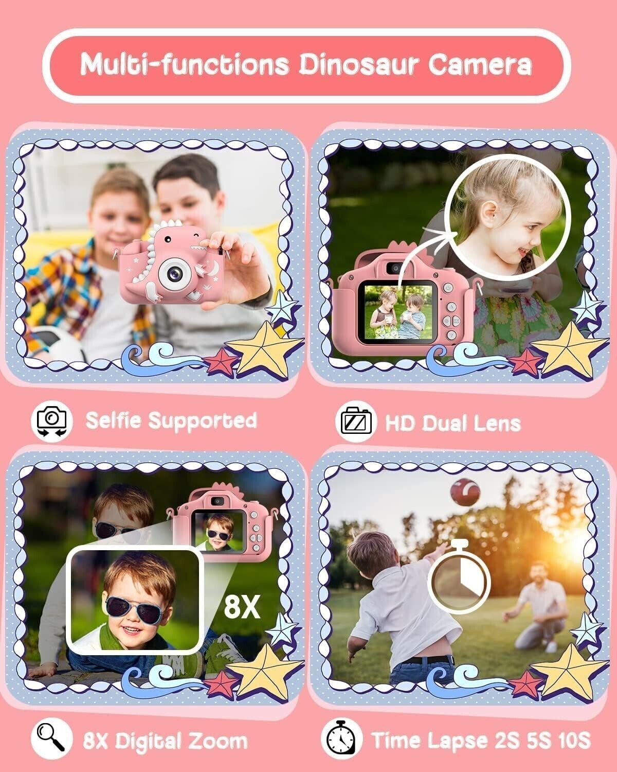 Macchina Fotografica Bambini, 2.0 Pollici Schermo 1080P Mini Ricaricabile