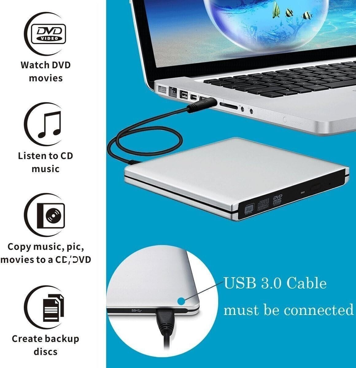 Sopoby ODP95 Masterizzatore  Driver DVD-RW Super Slim, in lega di alluminio