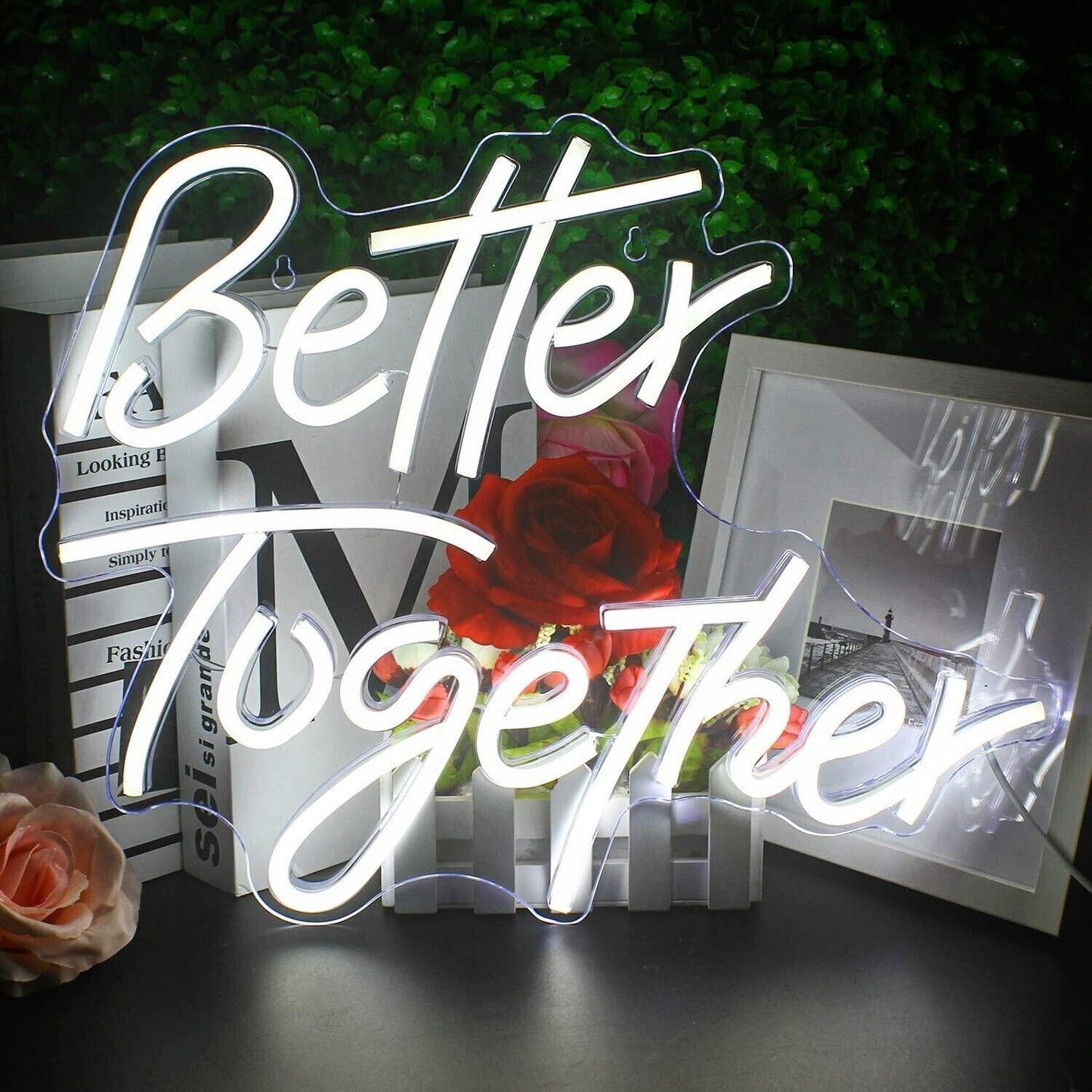 Better Together parole insegne al neon Luce al neon a led bianca calda Lettere