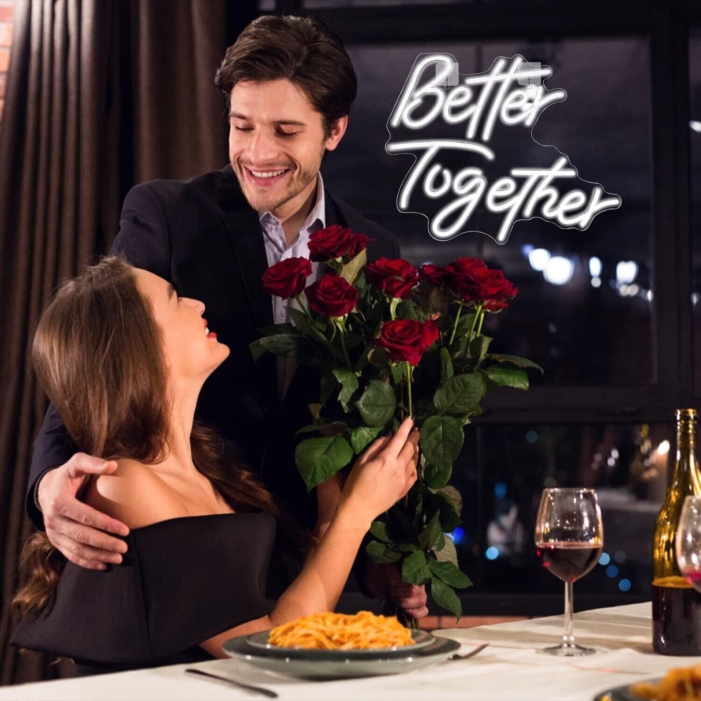 Better Together parole insegne al neon Luce al neon a led bianca calda Lettere