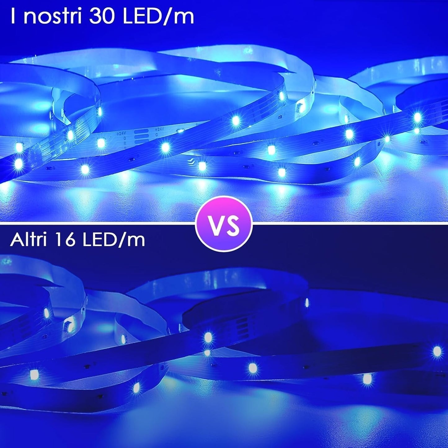 Striscia LED 10M HOVVIDA 30 LED/Metro, 1x10M, 24V RGB LED, 300 LED, APP e Telec