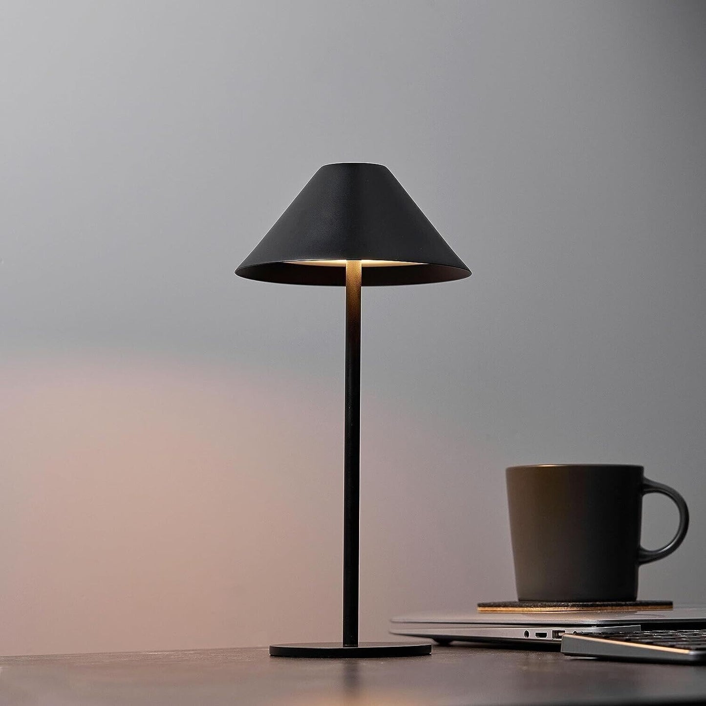 Lampada da Tavolo Senza Fili Ricaricabile, Nera Lampada da Scrivania Dimmerabile