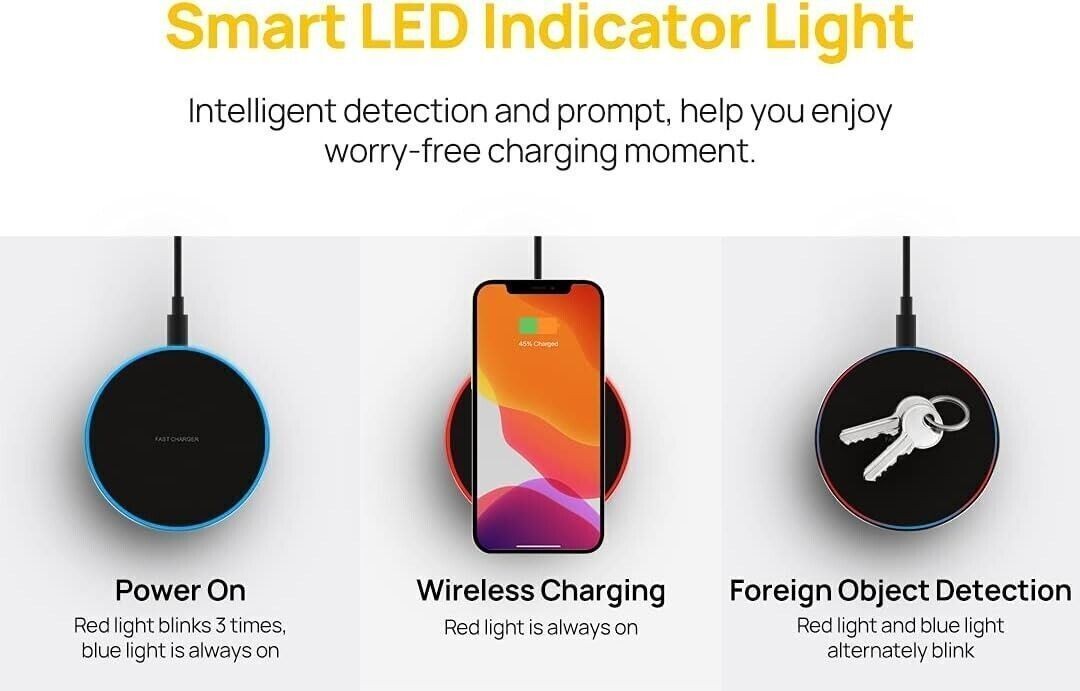 Caricabatterie Wireless Pad di Ricarica Wireless Veloce da 15 W Chip