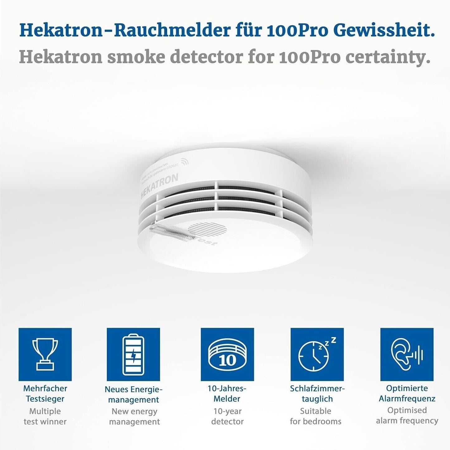Hekatron Genius Plus Edition - Rilevatore di Fumo con Batterie Integrate