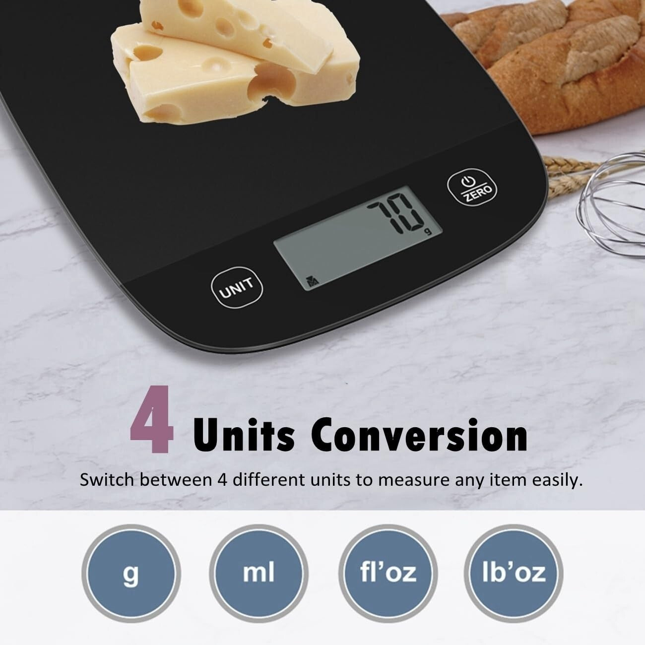 Bilancia da cucina digitale NUTRI FIT, elettronica multifunzione ultrasottile