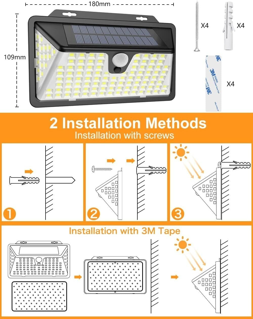 Luci di sicurezza solari 2 Kaulsoue per esterni con sensore di movimento Lampada