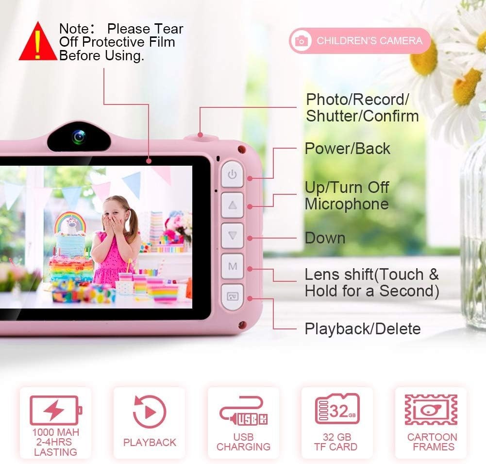 Fotocamere digitali per bambini con schermo grande da 3,5 pollici risoluzione HD