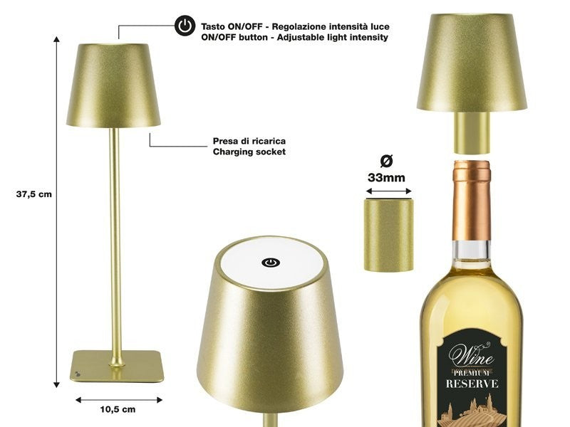 Lampada da Tavolo Senza Fili 2in1 Adattatore per bottiglie incluso Bper