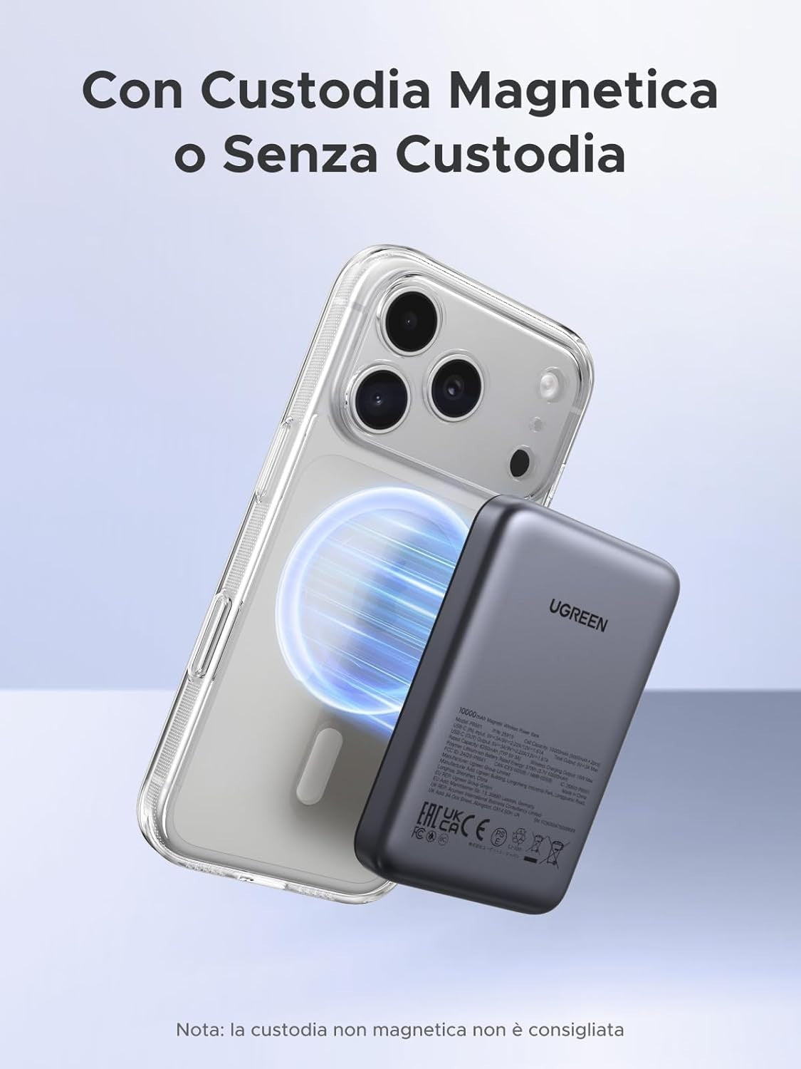 Power Bank Magnetico 10000 mAh UGREEN Nexode Caricabatterie Wireless Portatile