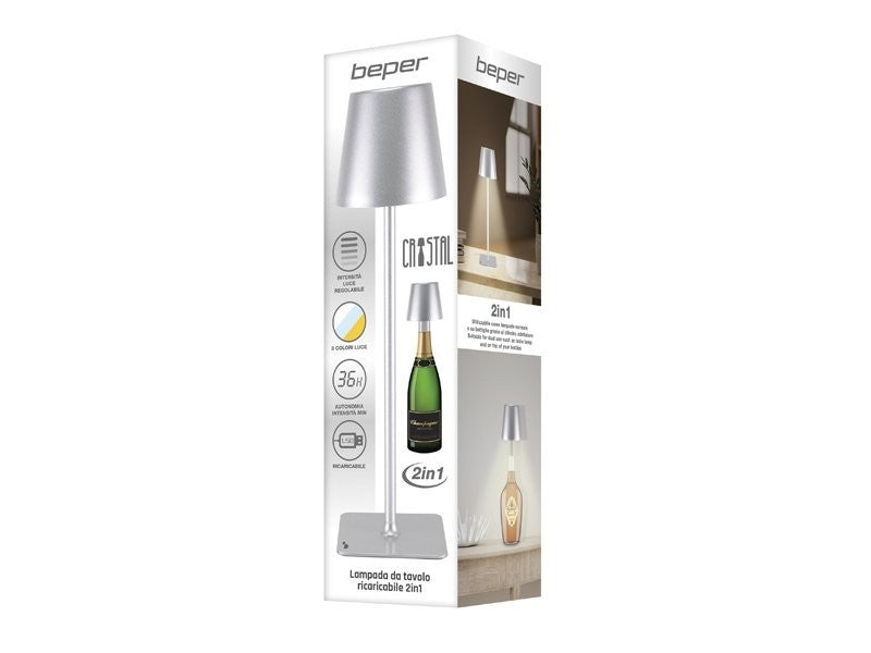 Lampada da Tavolo Senza Fili 2in1 Adattatore per bottiglie incluso Bper