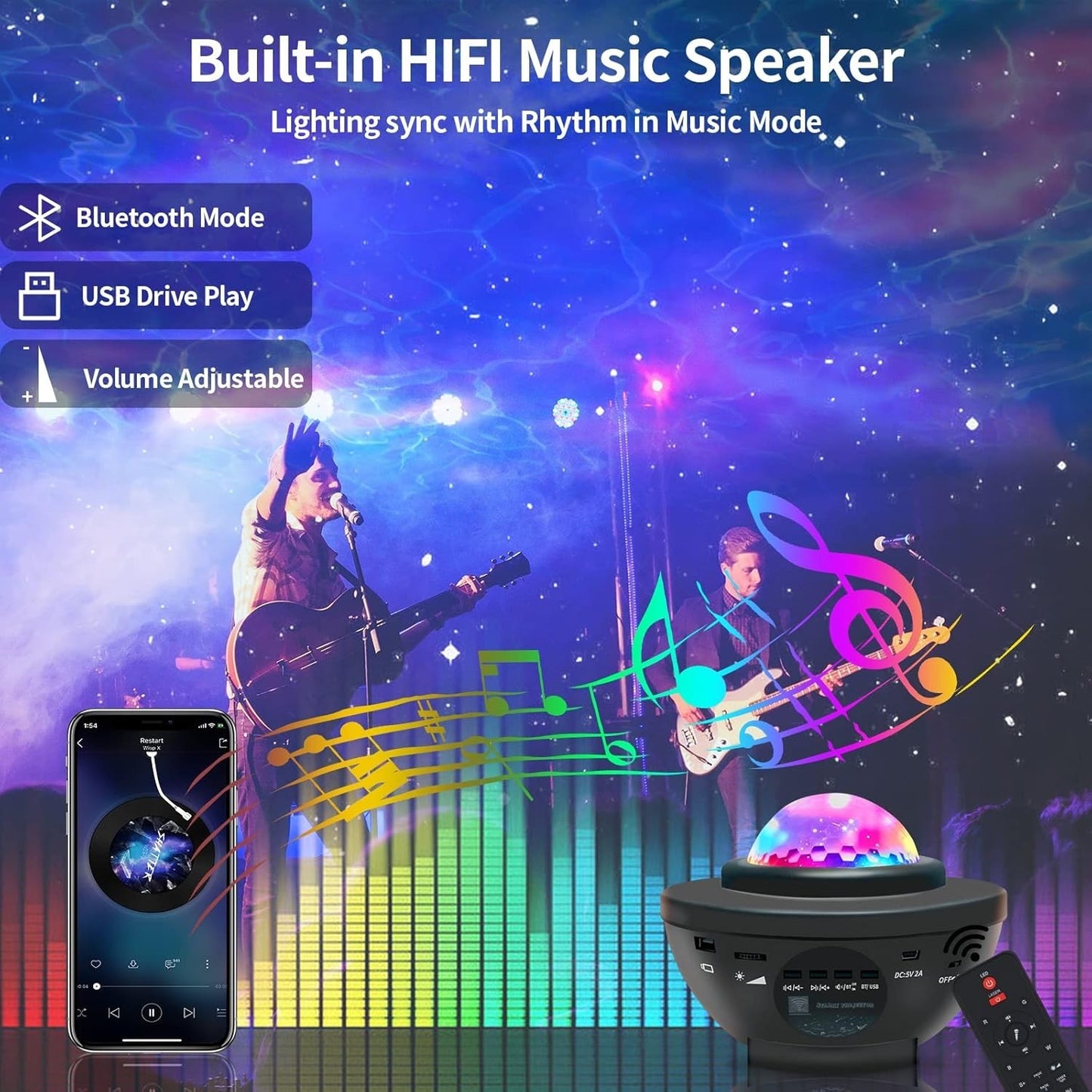 Proiettore di stelle easeking proiettore luci galattiche altoparlante Bluetooth