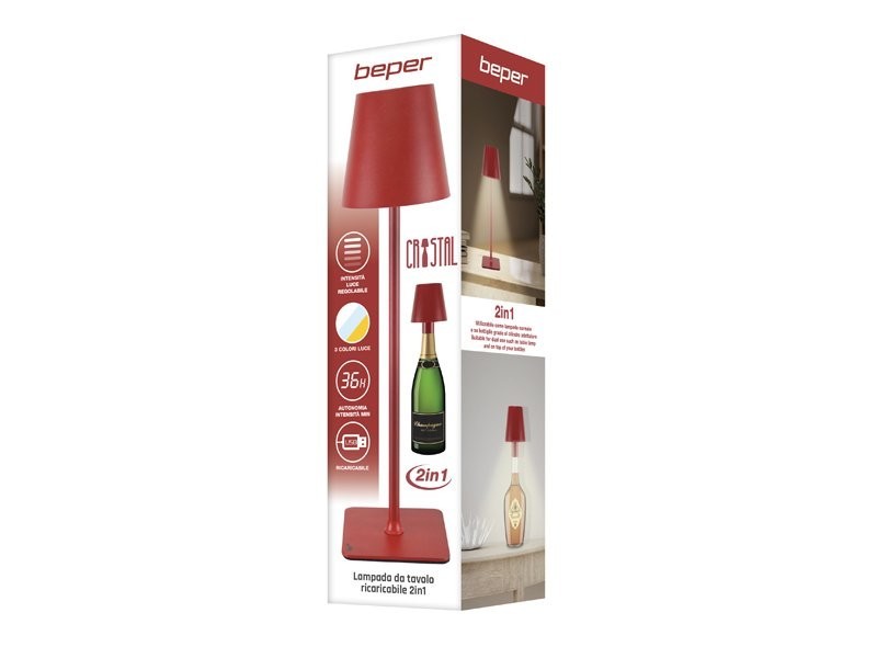 Lampada da Tavolo Senza Fili 2in1 Adattatore per bottiglie incluso Bper