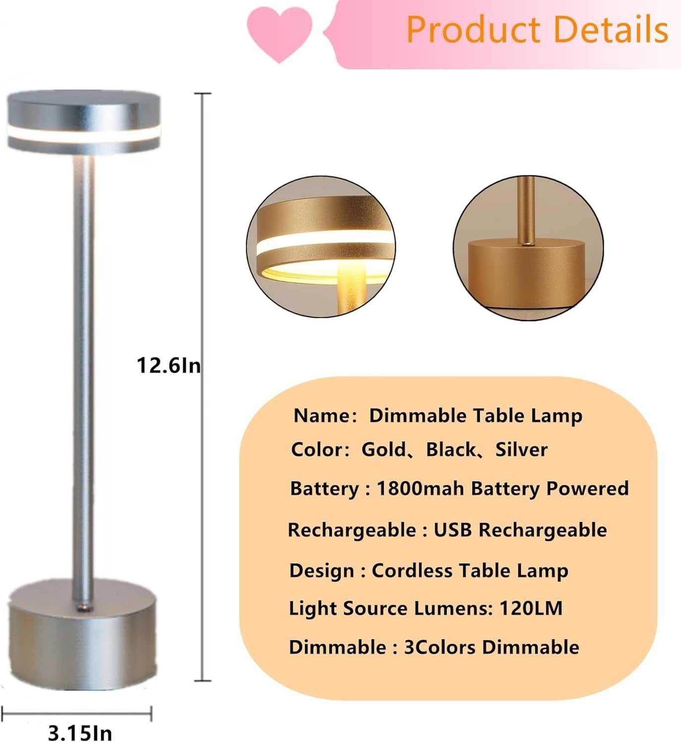Lampada da comodino illuminazione della stanza 3 colori regolabili 3 colori rego
