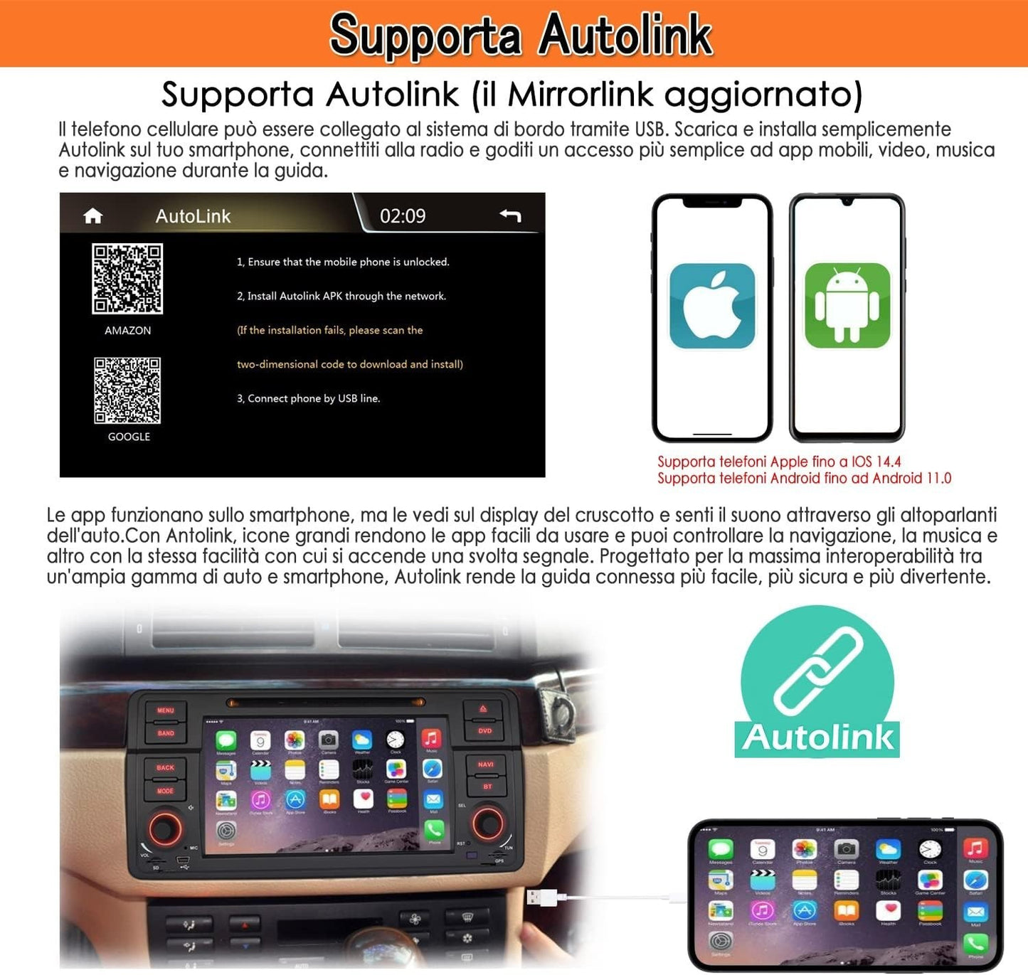 Autoradio iFreGo 7 pollici 1 DIN touch screen per BMW 3 E46 radio Autolink (Q7z)