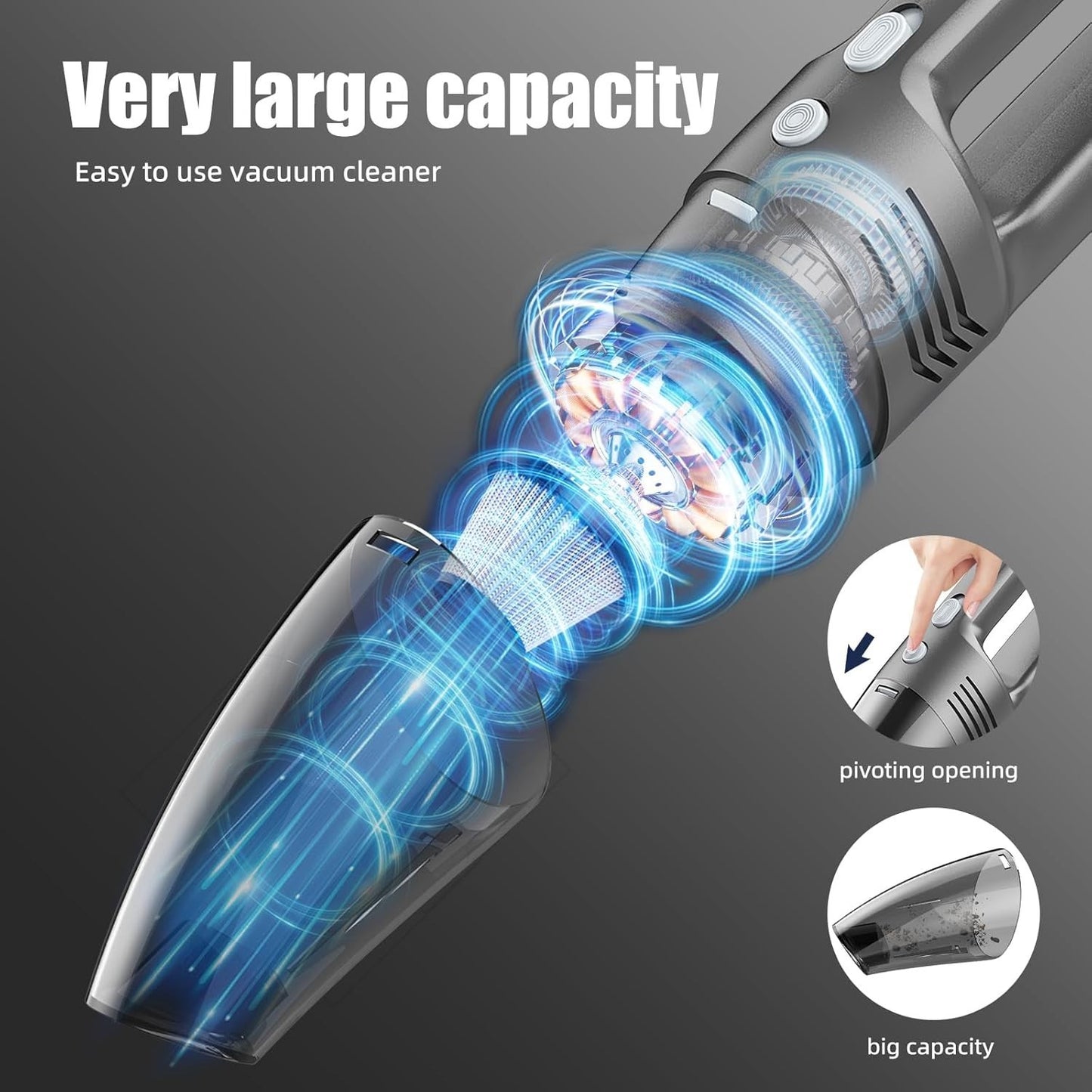 Aspirapolvere portatile Totally Kitchen aspirabriciole per auto da 120 W 9500 PA