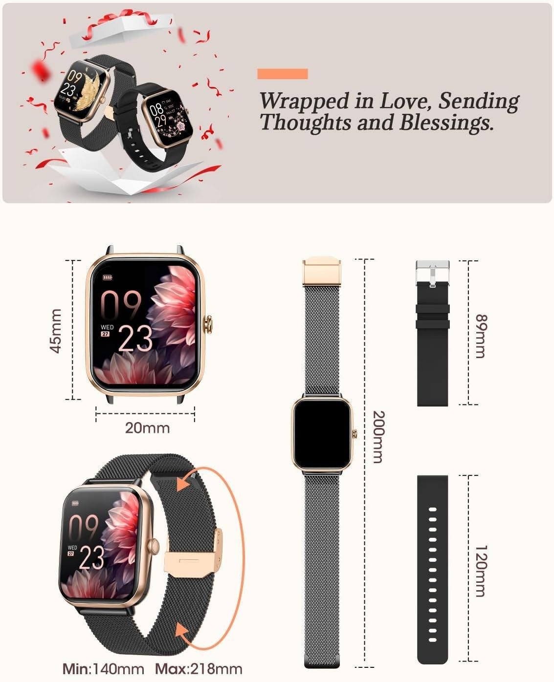Smartwatch Orologio intelligente RUXINGX monitoraggio sonno frequenza cardiaca