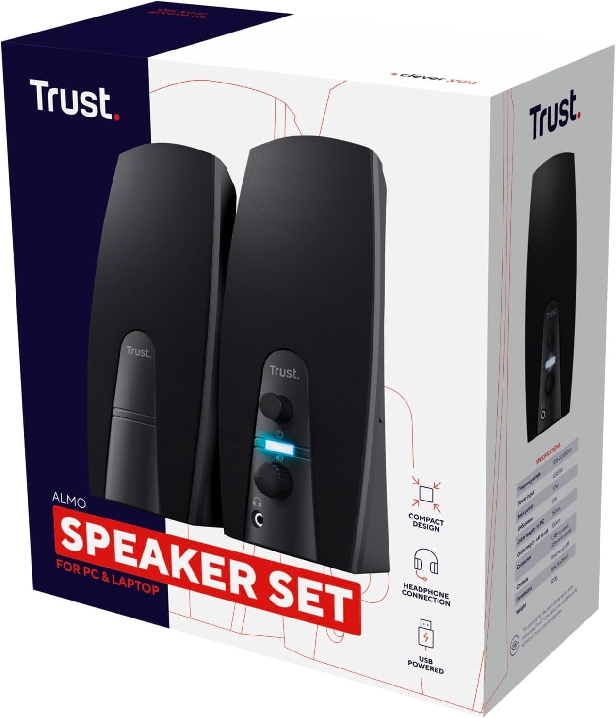 Altoparlanti per PC Trust Almo set di altoparlanti stereo USB 2.0  10 W jack A