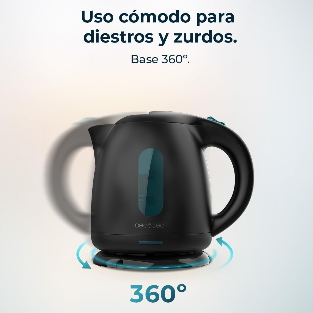 Bollitore elettrico Cecotec Thermosense 140 nero, capacità 1 litro, 2200 W