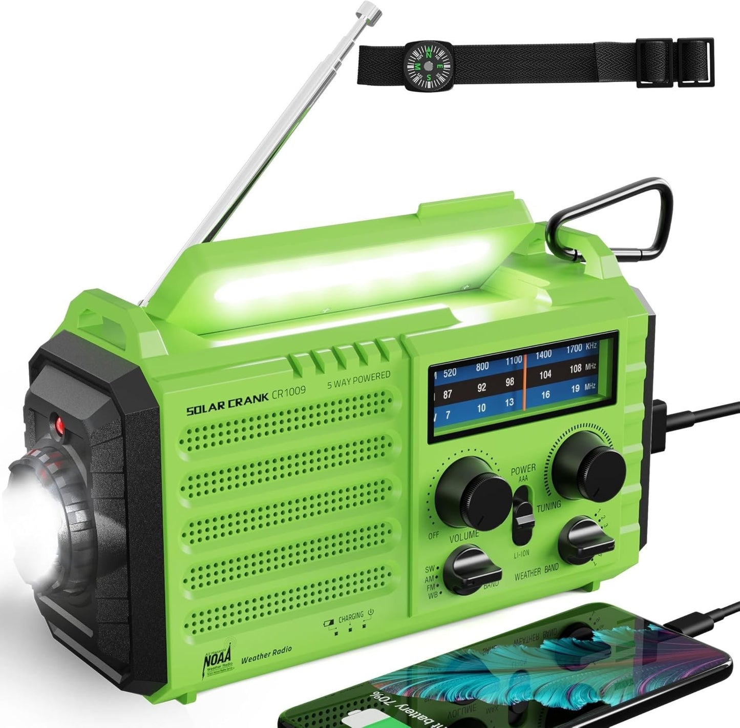 Radio di emergenza a manovella ROCAM CR1009 e radio meteorologica professionale