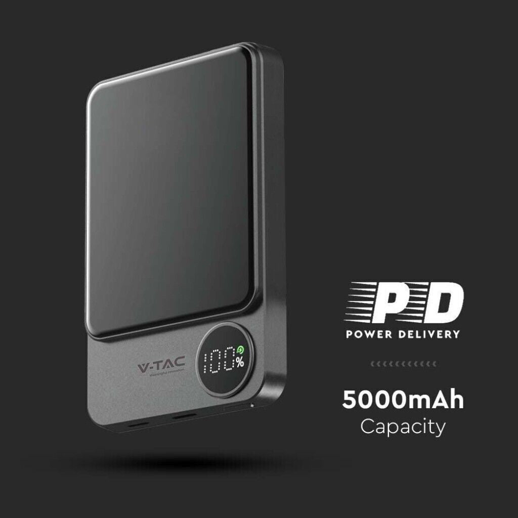 POWER BANK MAGNETICO WIRELESS MAGNETICO MAGSAFE ULTRA SOTTILE 5000MAH GRIGIO