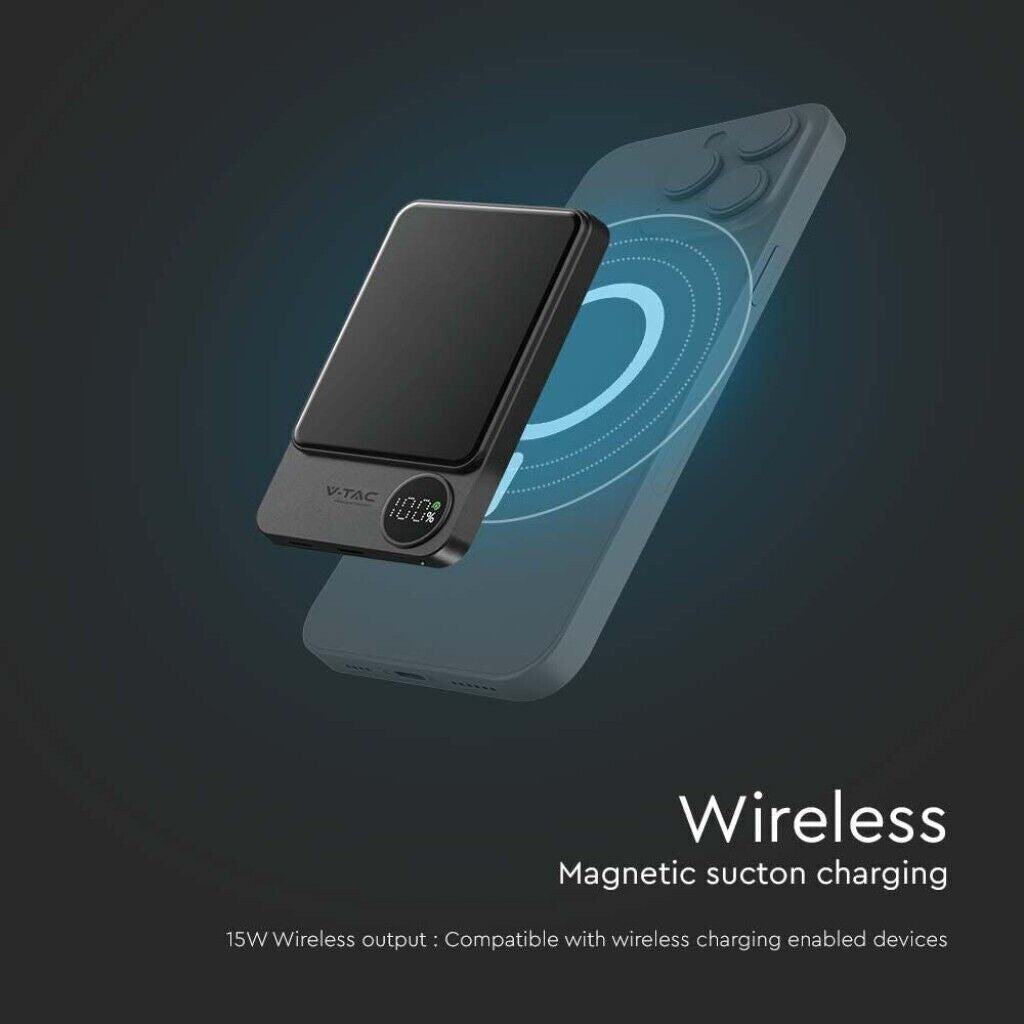 POWER BANK MAGNETICO WIRELESS MAGNETICO MAGSAFE ULTRA SOTTILE 5000MAH GRIGIO