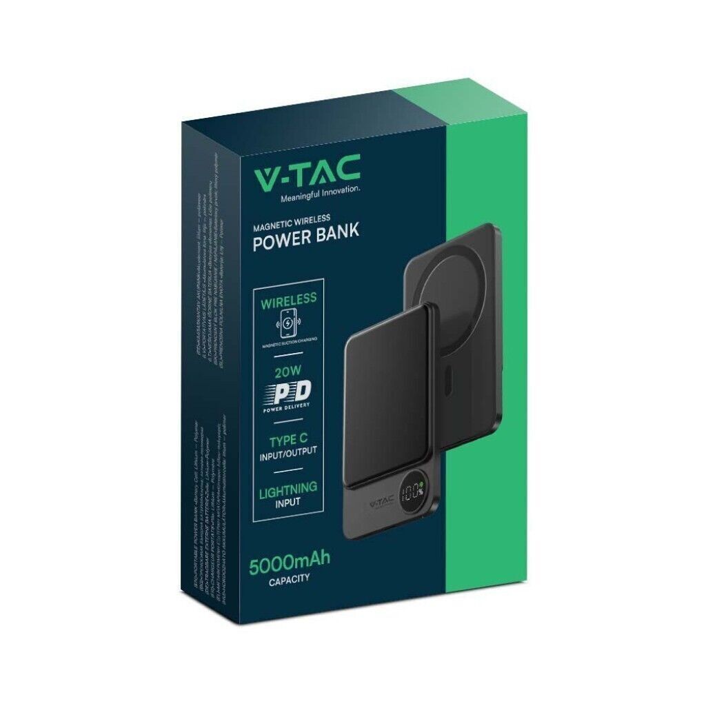 POWER BANK MAGNETICO WIRELESS MAGNETICO MAGSAFE ULTRA SOTTILE 5000MAH GRIGIO