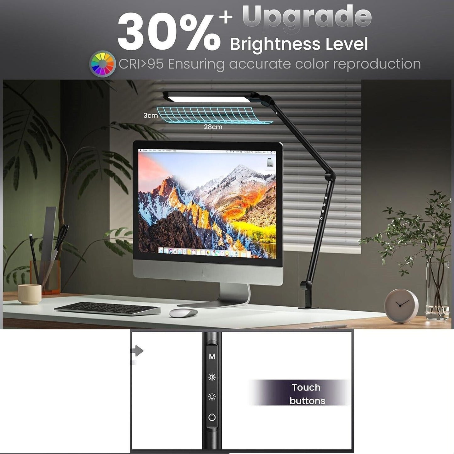 Lampada da scrivania a LED con morsetto, lampada da tavolo con braccio