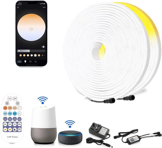 Striscia luminosa a LED al neon, 15 m, per esterni, IP67, impermeabile, bianco