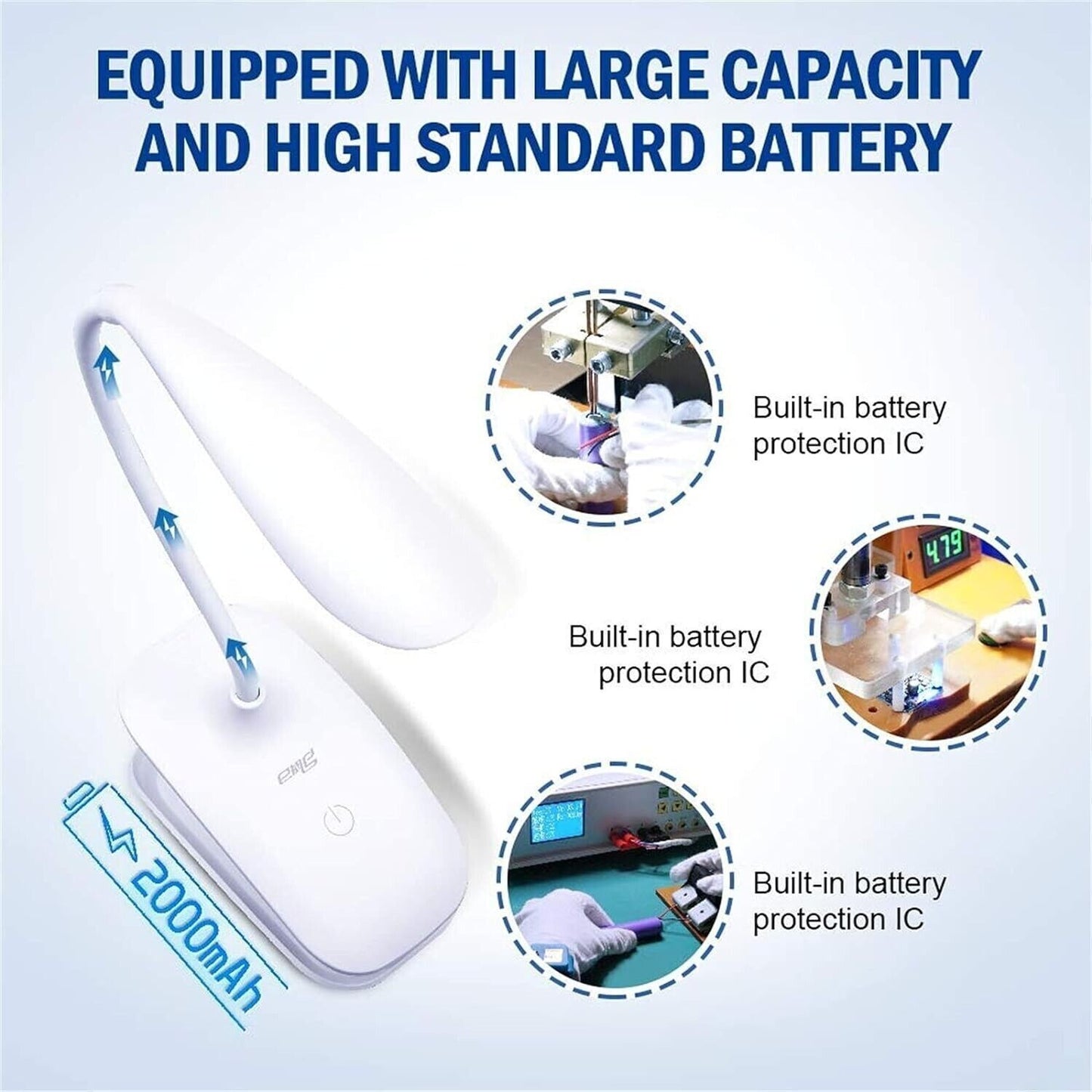 20LED Lampada da tavolo a clip, lampada da comodino wireless, 3 luminosità