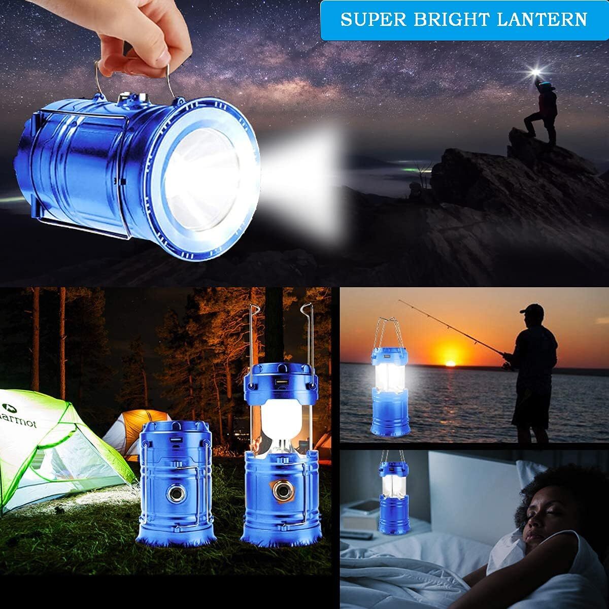 Lanterna LED Campeggio – portatile Lanterna ricaricabile USB solare ultra lumino