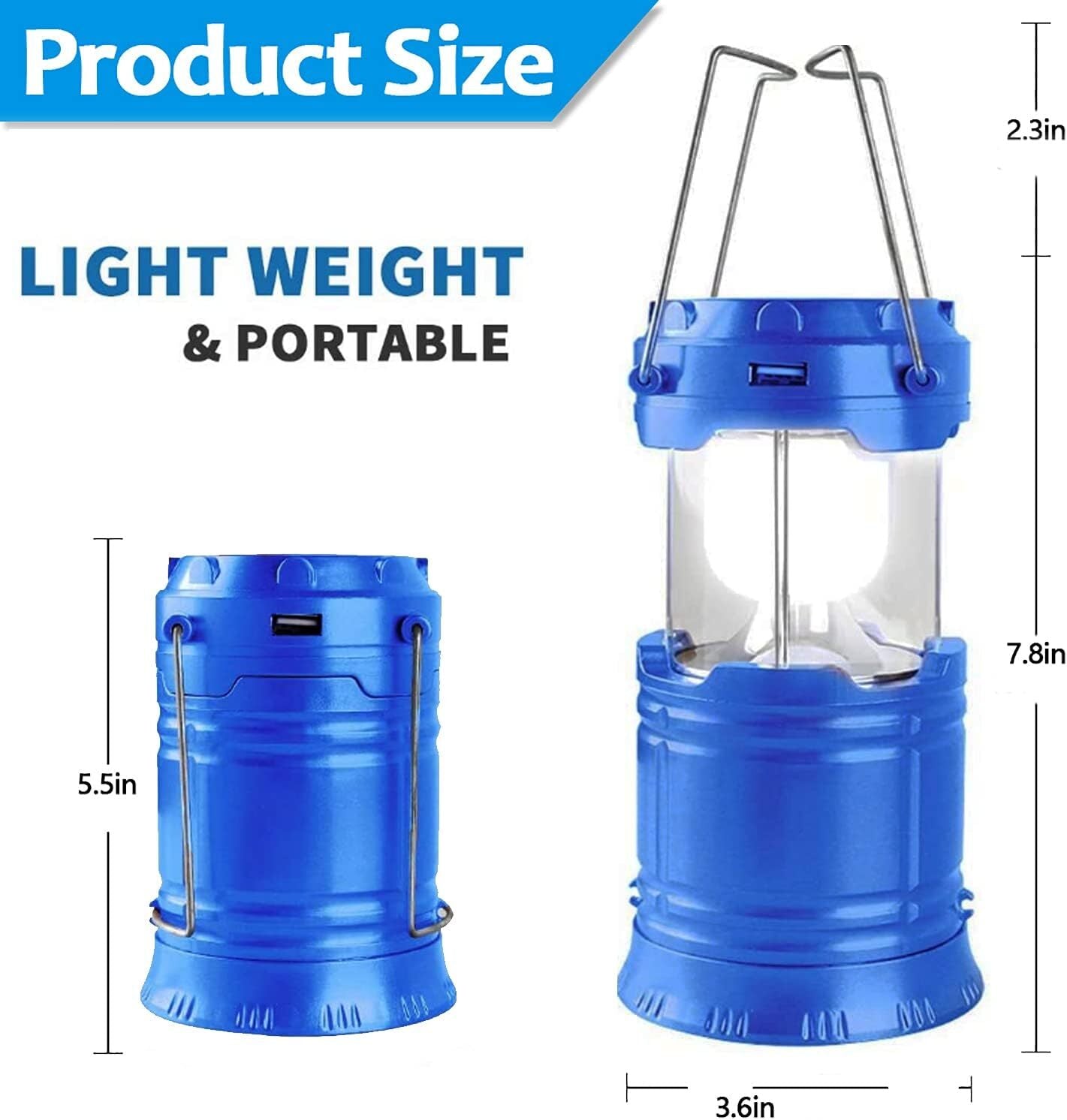 Lanterna LED Campeggio – portatile Lanterna ricaricabile USB solare ultra lumino