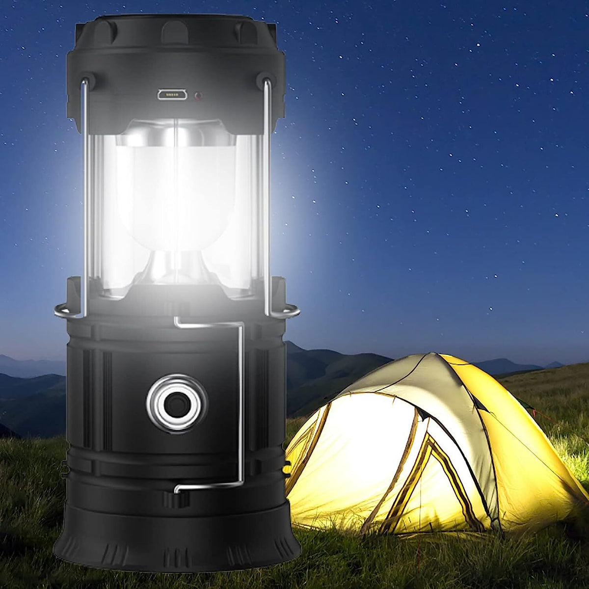 Lanterna LED Campeggio – portatile Lanterna ricaricabile USB solare ultra lumino