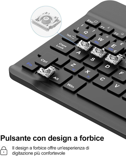 Mini Tastiera per iPad PC Laptop QWERTY wireless italiana Tasti rapidi