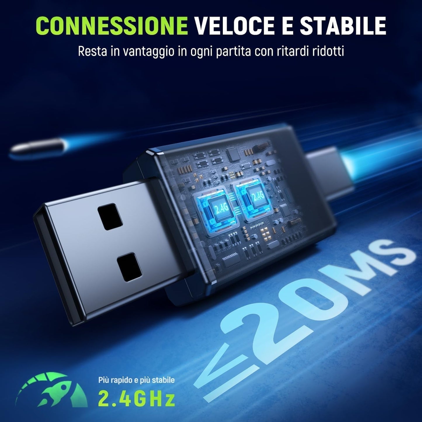 Cuffie da gioco wireless Tatybo per PC/Ps5/PS4 con doppia modalità 2,4 GHz + Blu