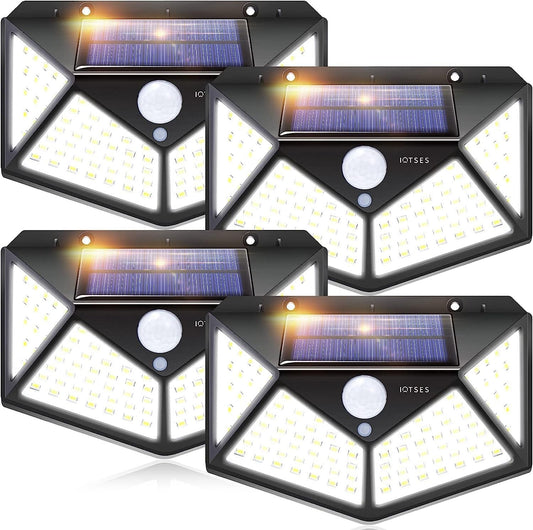 Luce solare per esterno, 100 LED con 3 modalità di illuminazione 2200 Lumen, luc