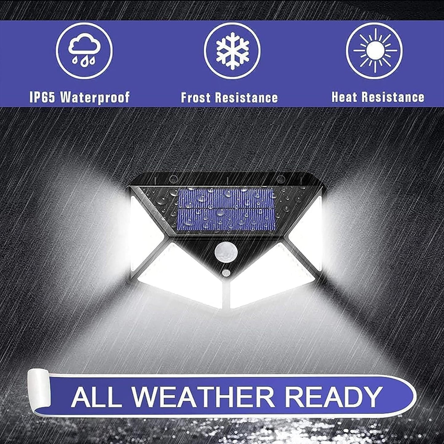 Luce solare per esterno, 100 LED con 3 modalità di illuminazione 2200 Lumen, luc