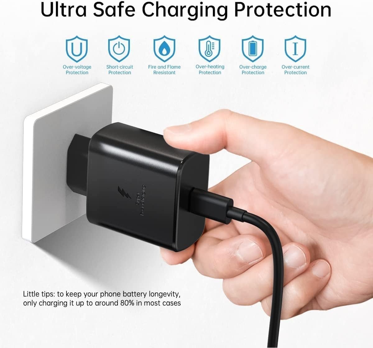 Caricabatterie Samsung da 45 W con cavo USB tipo C/C per Galaxy Tab S6 Lite P610