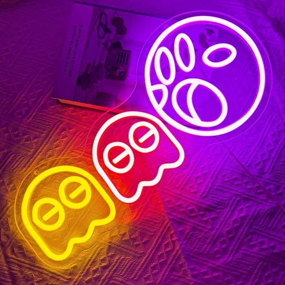 Insegna al neon per giochi Pac-man luci al neon LED fantasma insegna retrò arcad