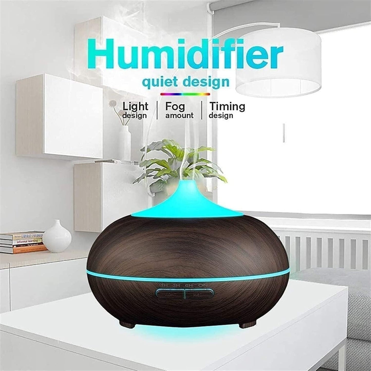 Diffusore di olio essenziale per aromaterapia con venature del legno 400ml