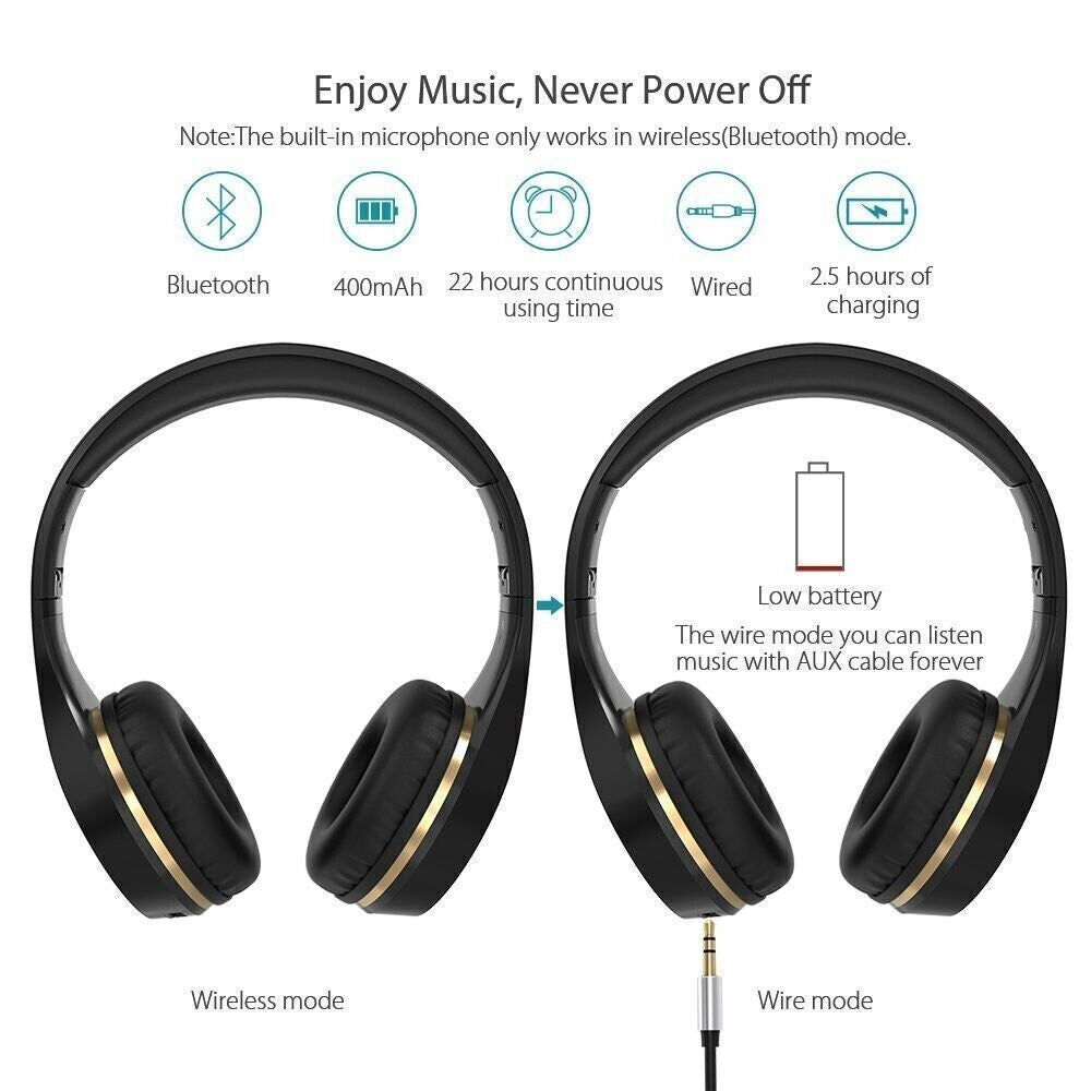 Chououkiu Cuffie Bluetooth, Cuffie wireless Cuffie pieghevoli a LED Auricolari