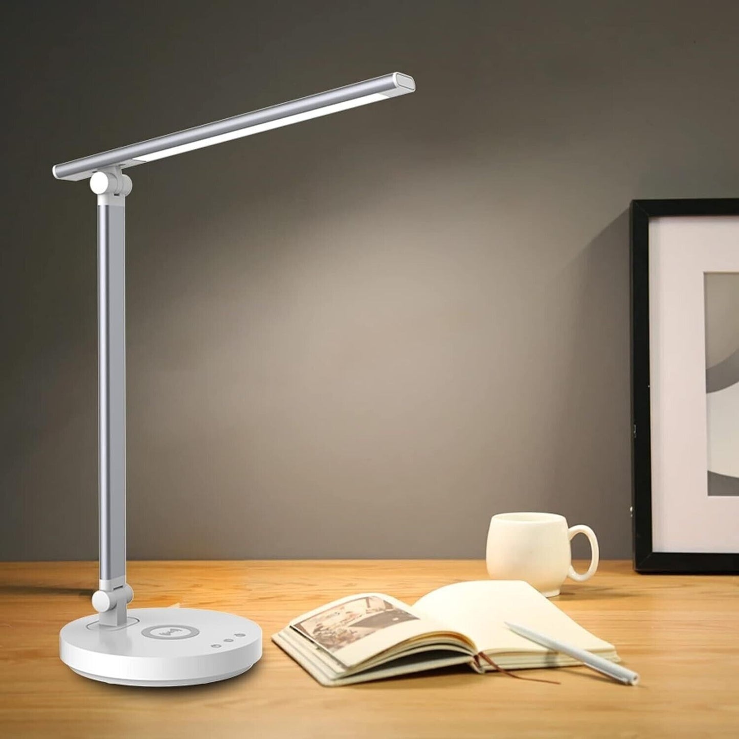 Lampada da scrivania a LED con caricabatterie wireless, touch con 5 modalità
