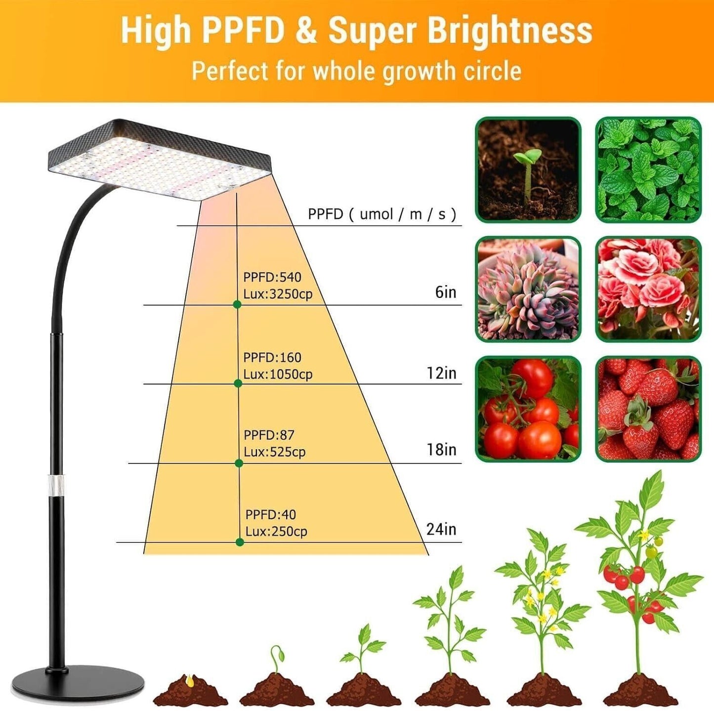 FECiDA Lampada per Piante Grow Light LED 200W luce di coltivazione UV-IR spettro