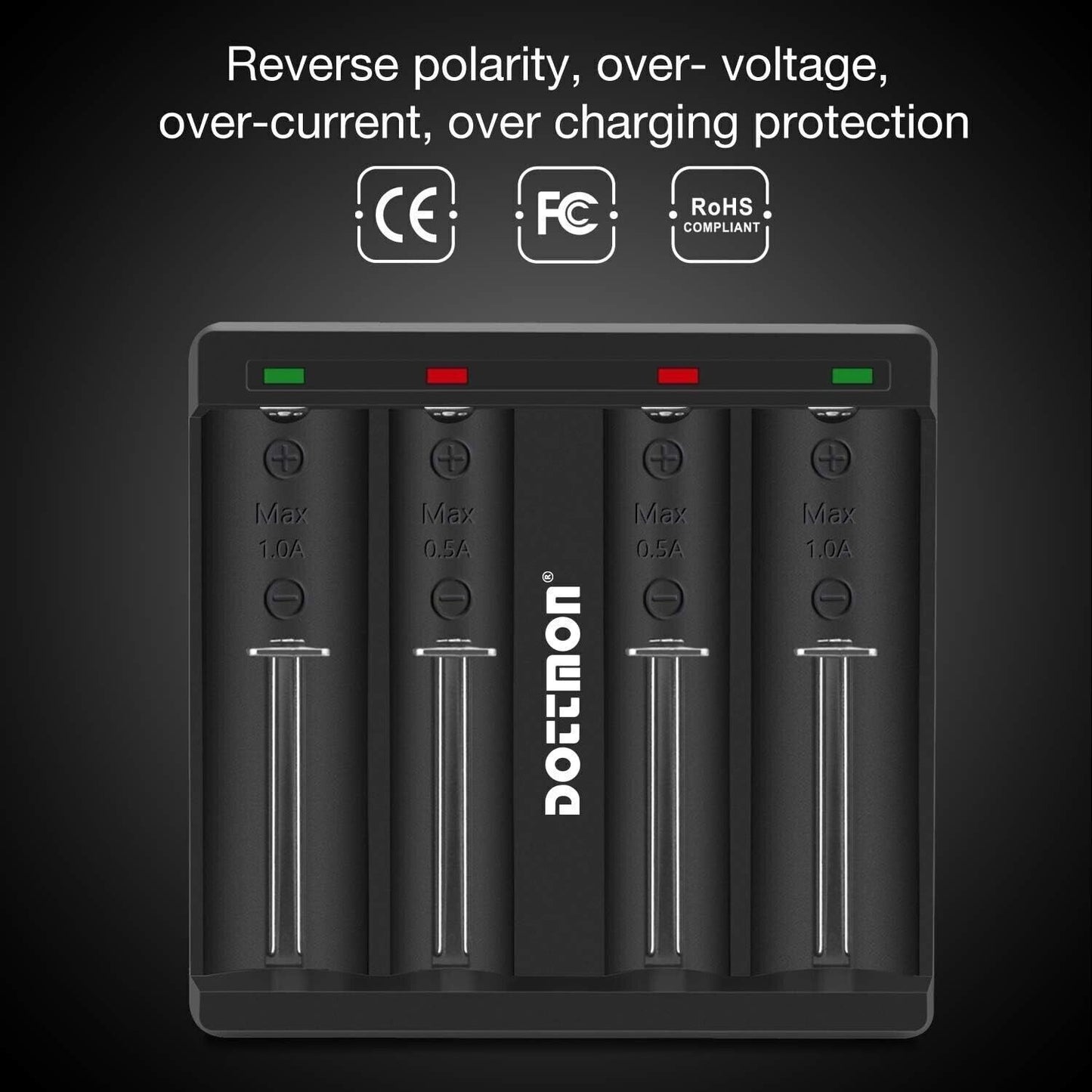 Caricabatterie 4 slot intelligente con display LCD universale per batterie