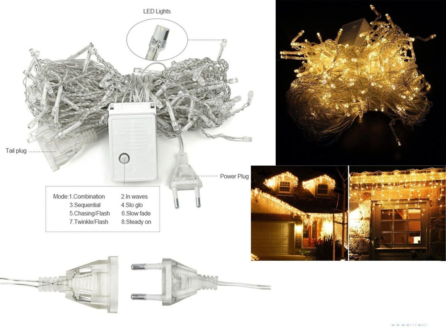 Luci di Natale LED 4M, Catena Luminosa Impermeabile IP44, Luci di Natale