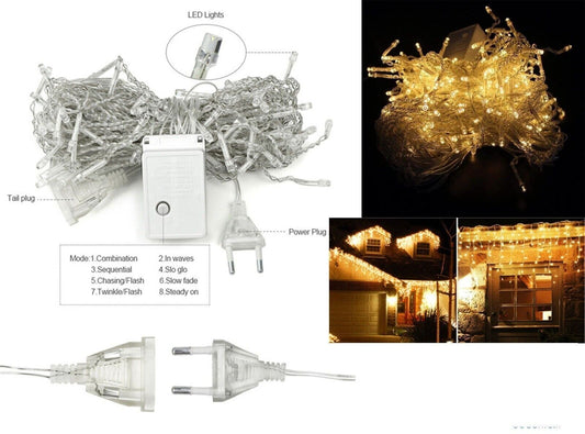 Luci di Natale LED 4M, Catena Luminosa Impermeabile IP44, Luci di Natale
