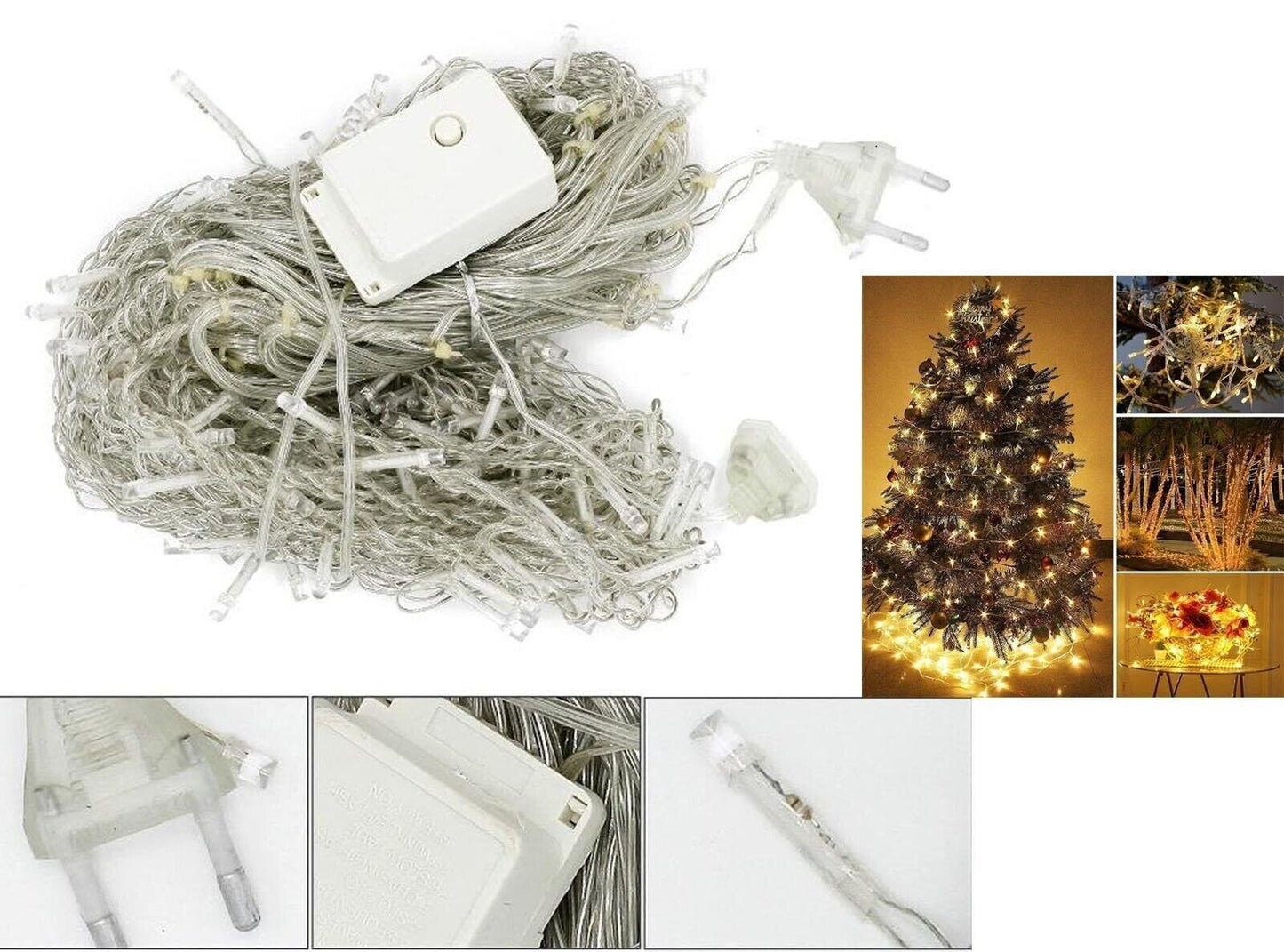 Luci di Natale LED 4M, Catena Luminosa Impermeabile IP44, Luci di Natale